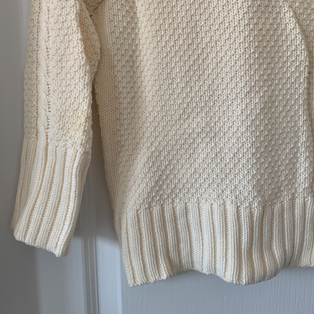 NWOT BANANA REPUBLIC Winter White Crochet Deep V-Neck Cardigan Sweater Size S - Picture 12 of 13